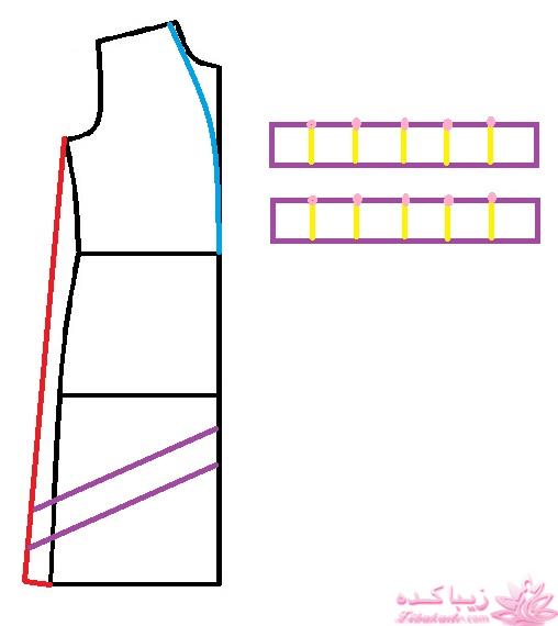 آموزش دوخت مانتو در پایینِ خط باسن روی صفحه 81 زیباکده